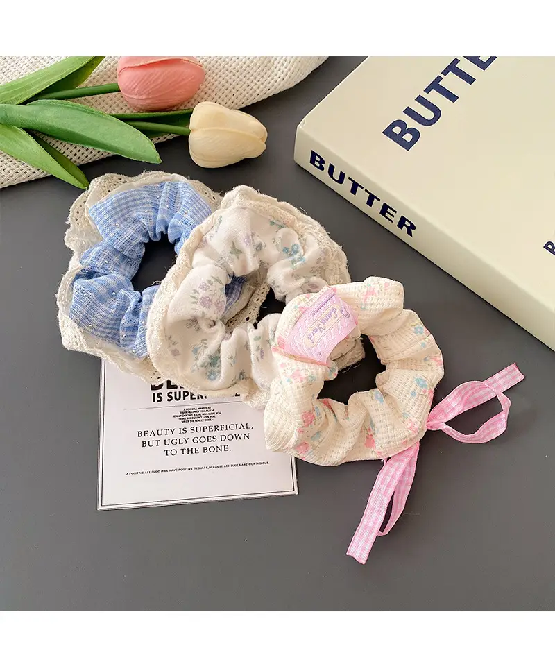 Korean-style Retro Knitted Hair Rings with Lace — feature 28