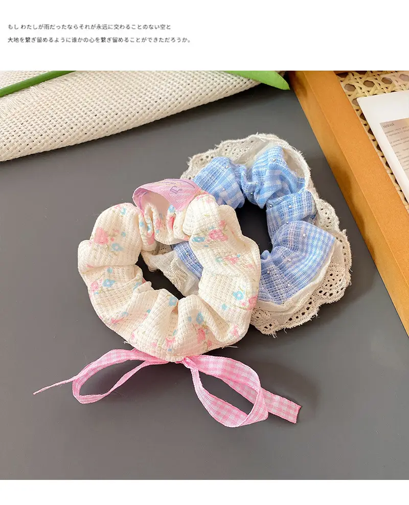 Korean-style Retro Knitted Hair Rings with Lace — feature 29