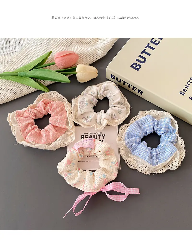 Korean-style Retro Knitted Hair Rings with Lace — feature 30
