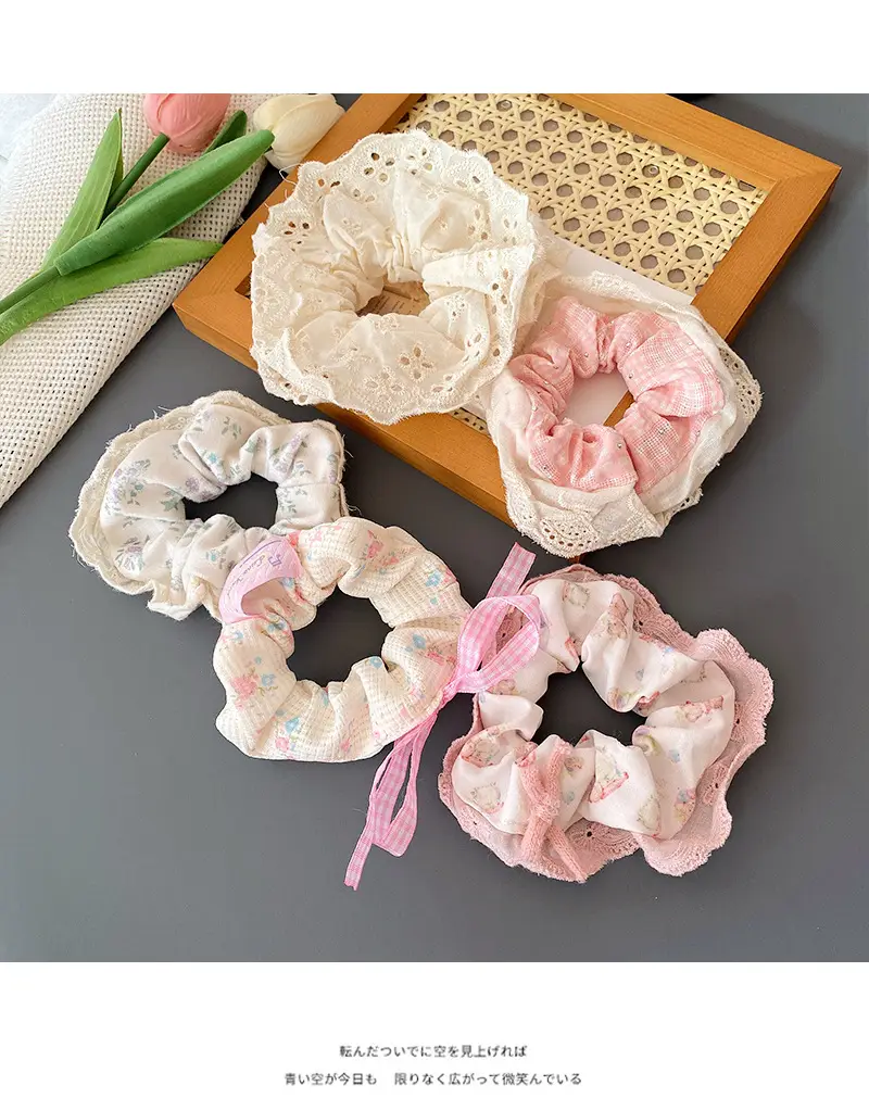 Korean-style Retro Knitted Hair Rings with Lace — feature 31