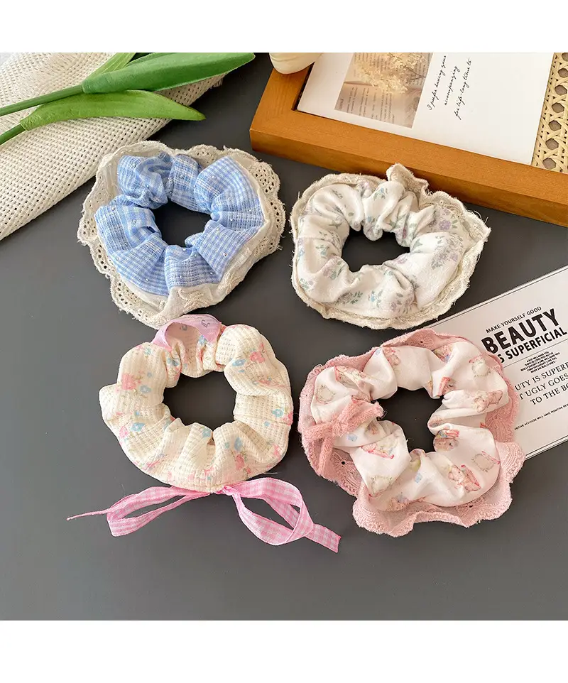 Korean-style Retro Knitted Hair Rings with Lace — feature 32