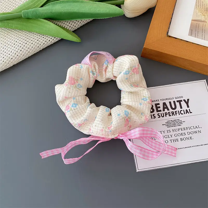 Korean-style Retro Knitted Hair Rings with Lace - Image 7