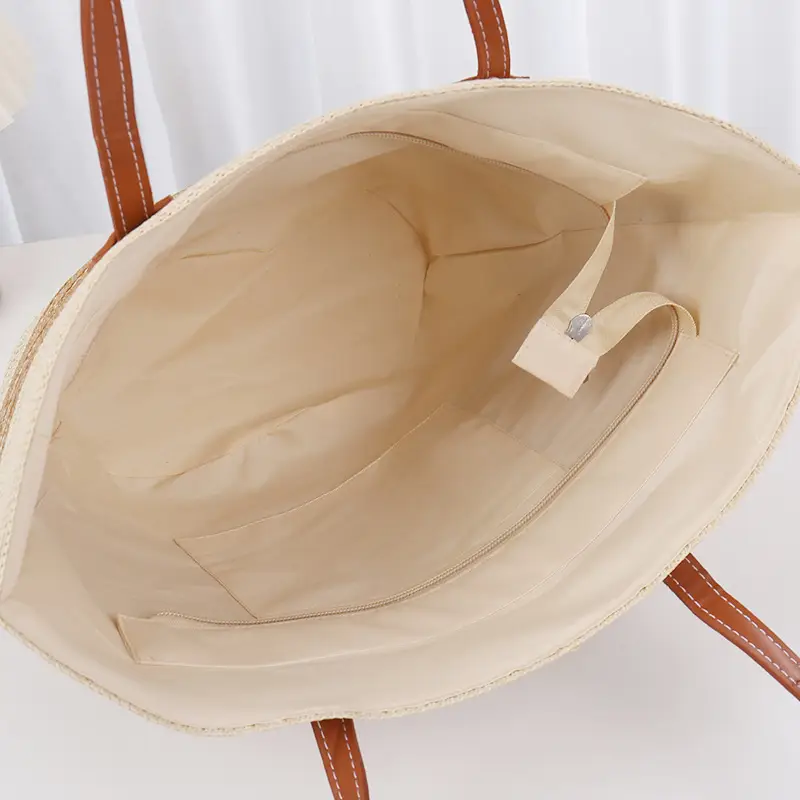Women Straw Bag Large Capacity One Shoulder Bucket Bag - Image 10