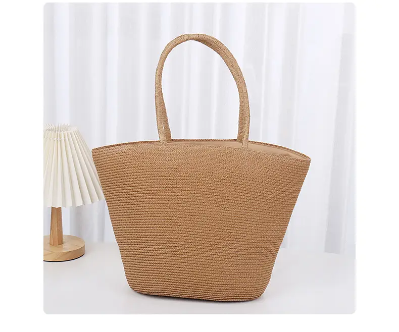 Women Straw Bag Large Capacity One Shoulder Bucket Bag — feature 13