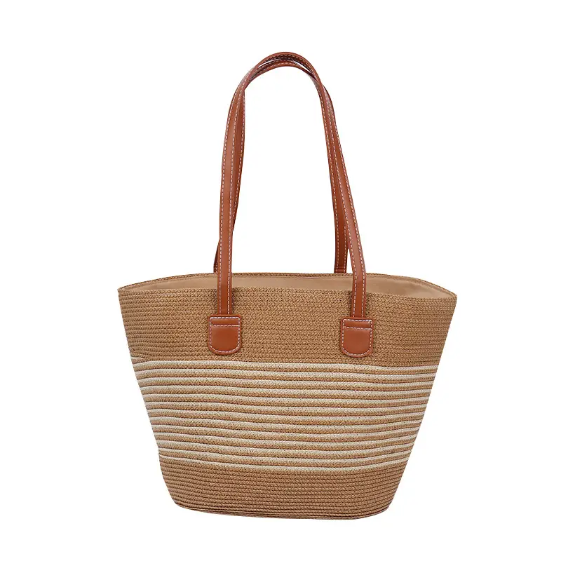 Women Straw Bag Large Capacity One Shoulder Bucket Bag - Image 2