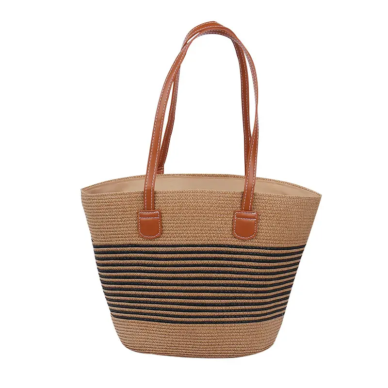 Women Straw Bag Large Capacity One Shoulder Bucket Bag - Image 3