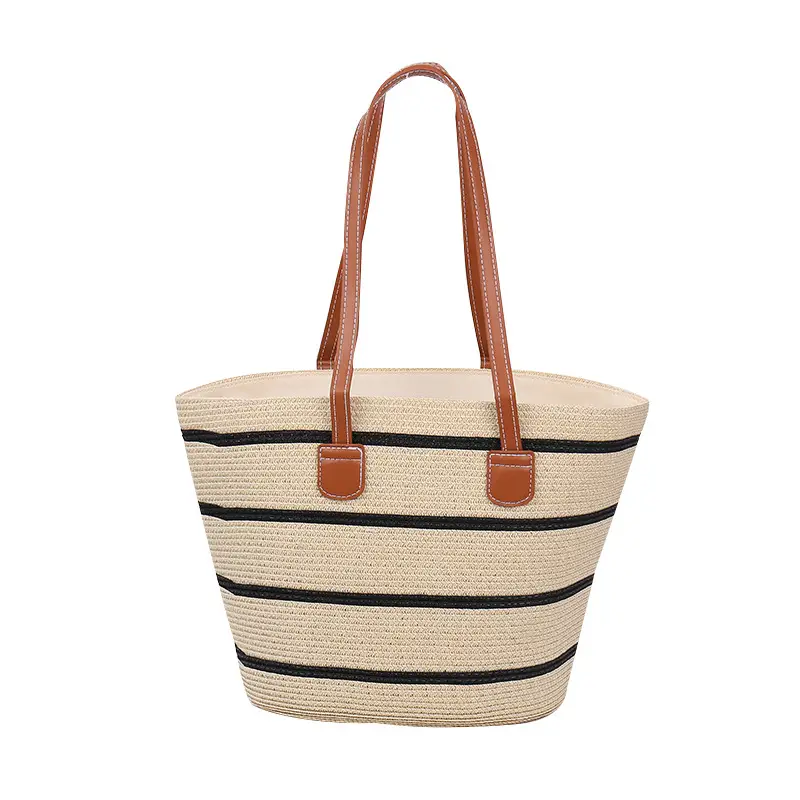 Women Straw Bag Large Capacity One Shoulder Bucket Bag - Image 4