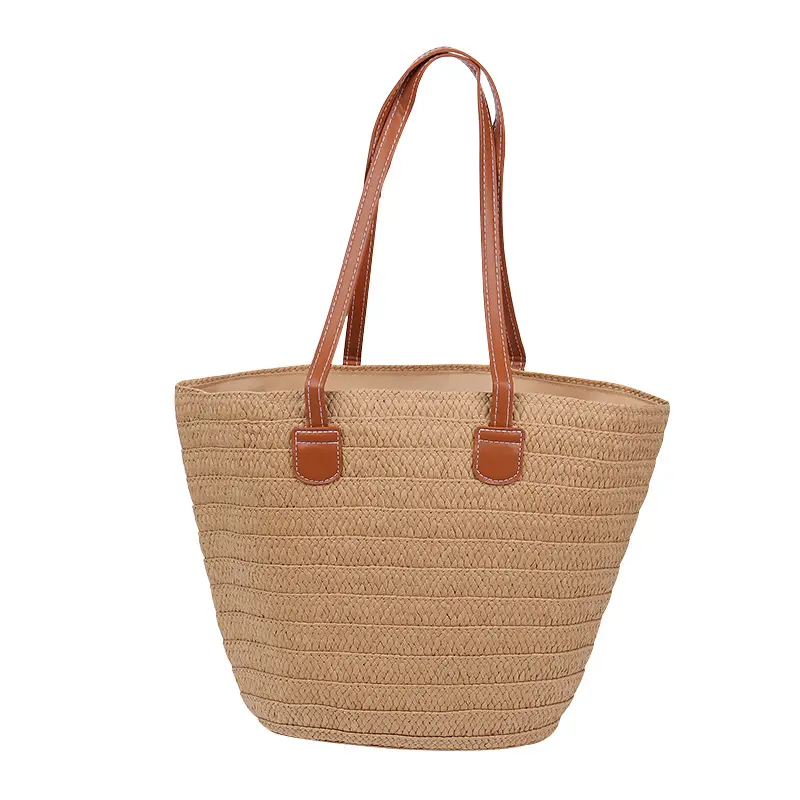 Women Straw Bag Large Capacity One Shoulder Bucket Bag - Image 6