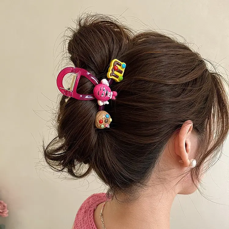 Cute Back-of-Head Hair Clip Women Purple Flower 8cm - Image 81