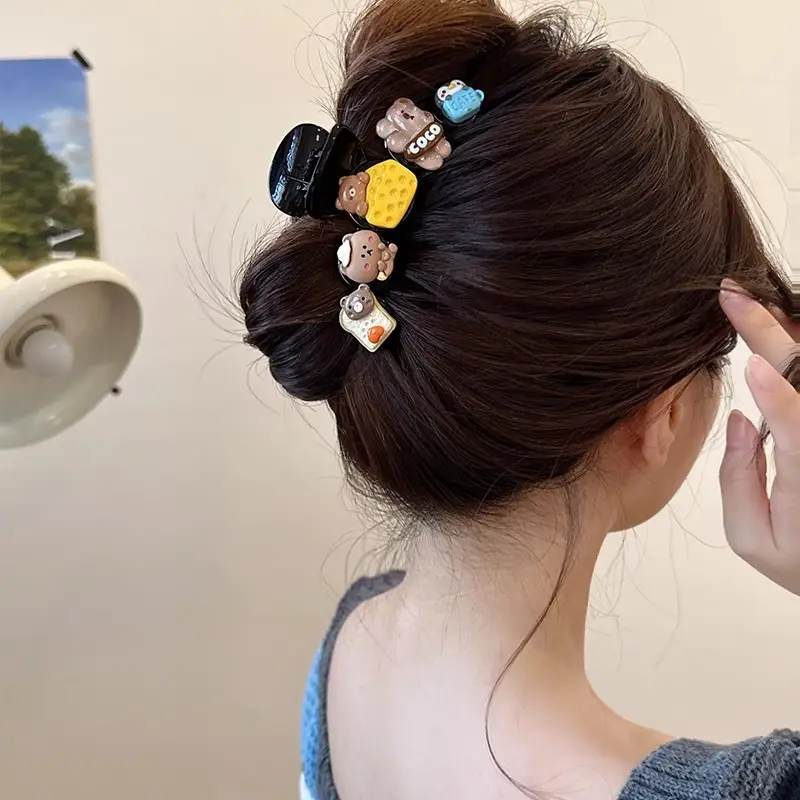 Cute Back-of-Head Hair Clip Women Purple Flower 8cm - Image 82