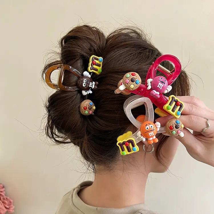 Cute Back-of-Head Hair Clip Women Purple Flower 8cm - Image 83