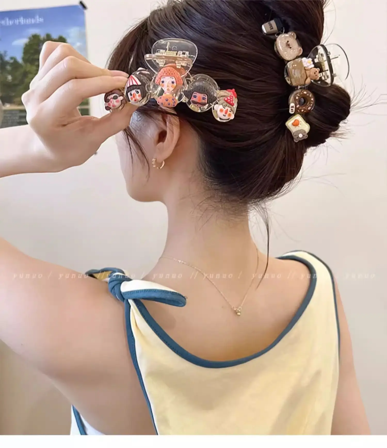 Cute Back-of-Head Hair Clip Women Purple Flower 8cm — feature 14