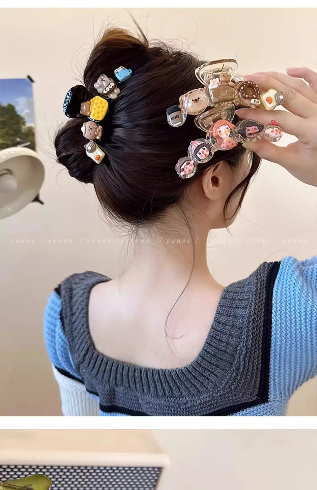 Cute Back-of-Head Hair Clip Women Purple Flower 8cm — feature 6