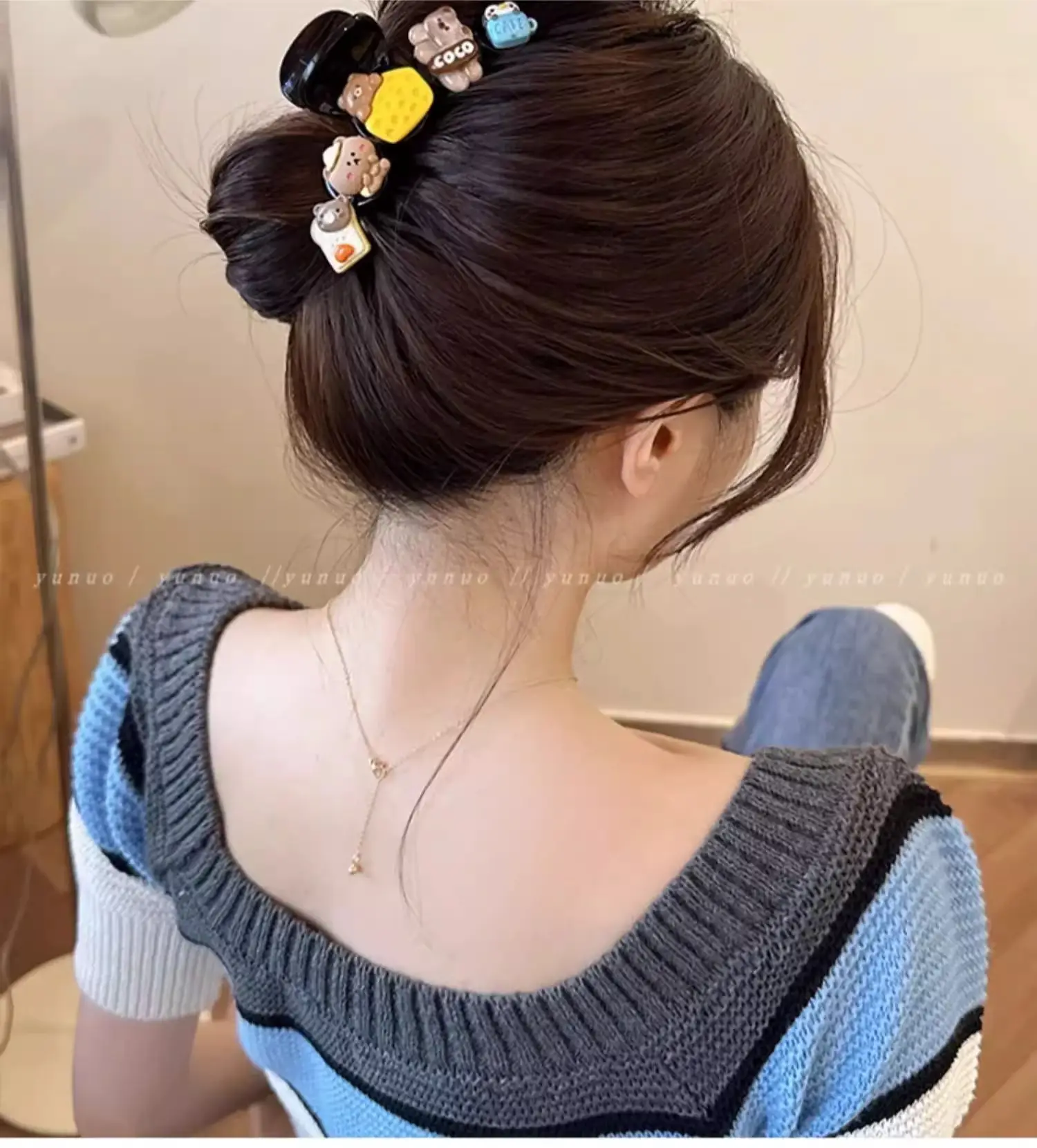 Cute Back-of-Head Hair Clip Women Purple Flower 8cm — feature 9