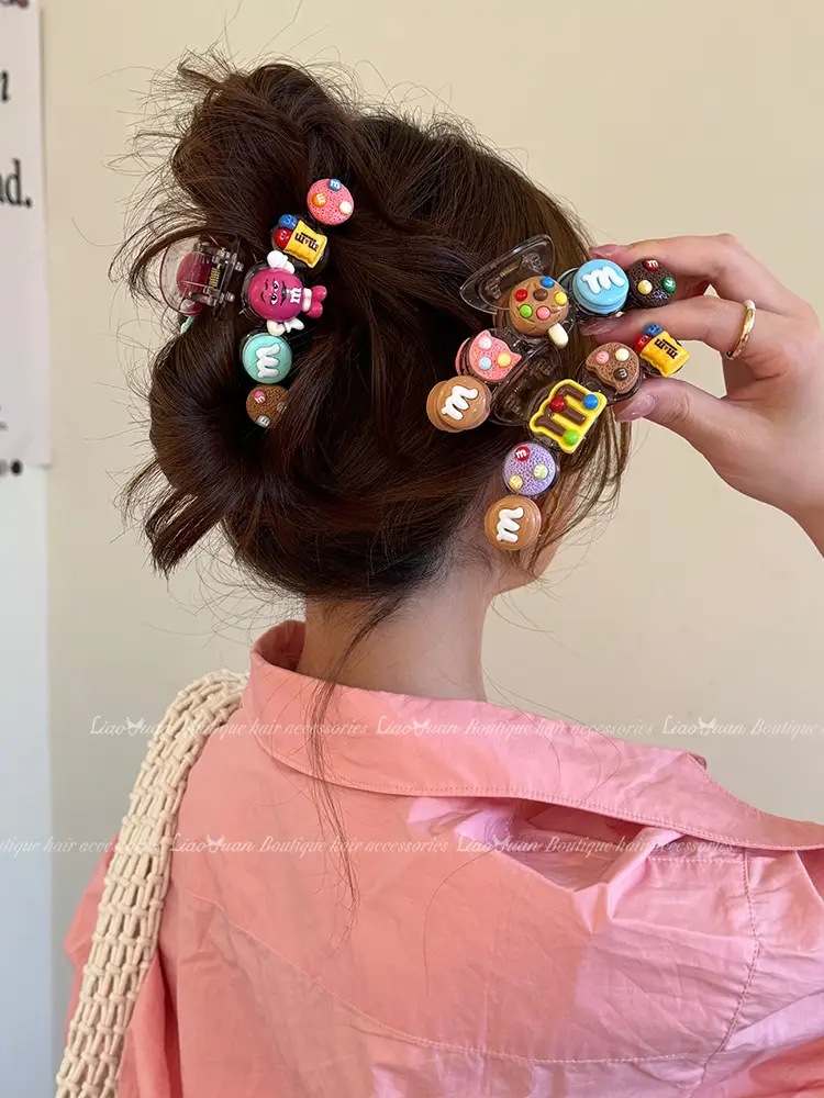 Cute Back-of-Head Hair Clip Women Purple Flower 8cm - Image 49