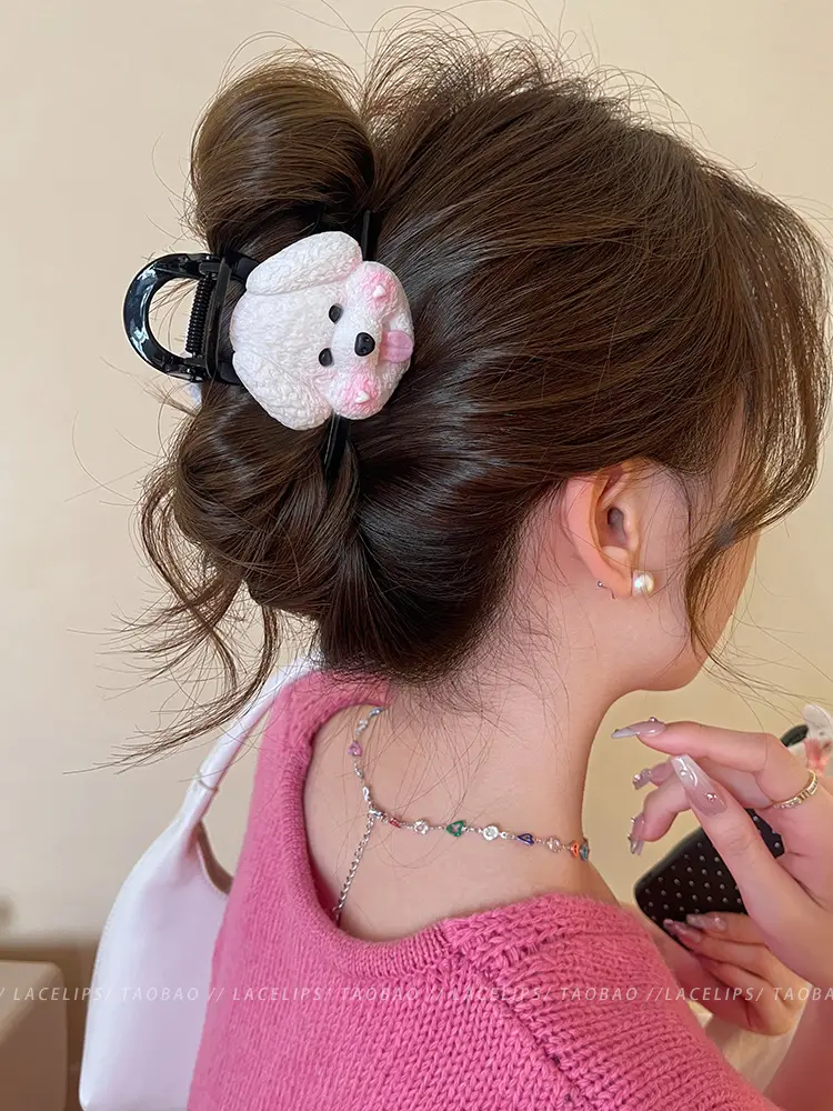 Cute Back-of-Head Hair Clip Women Purple Flower 8cm - Image 57