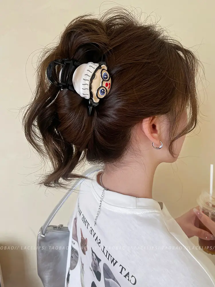 Cute Back-of-Head Hair Clip Women Purple Flower 8cm - Image 58