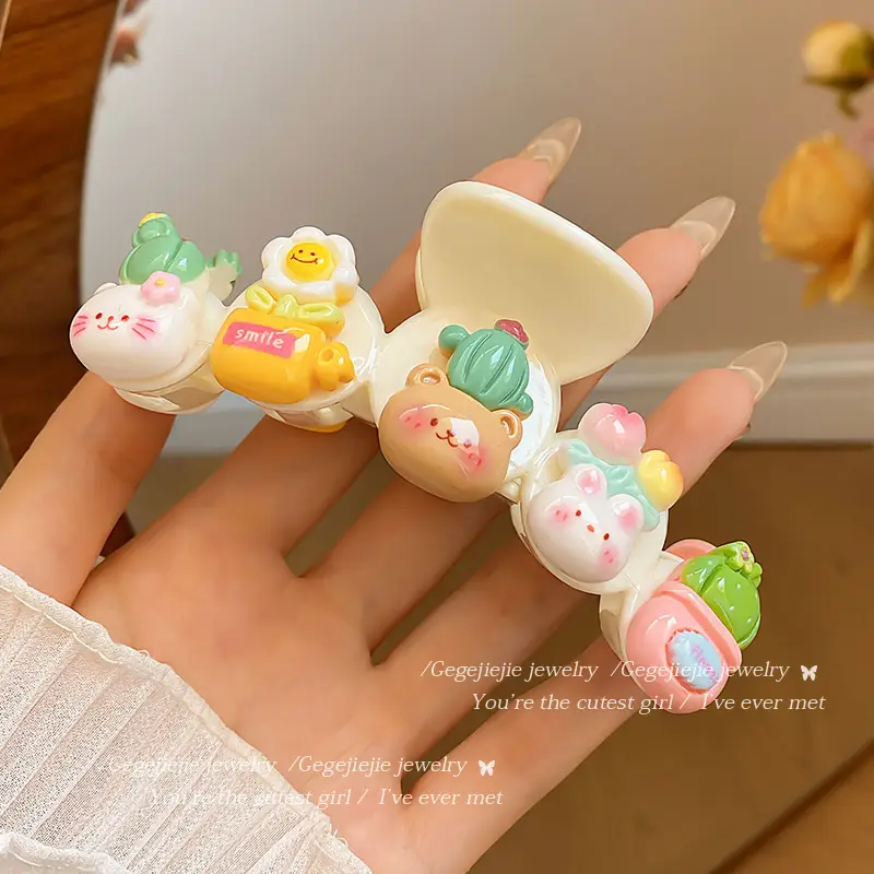 Cute Back-of-Head Hair Clip Women Purple Flower 8cm - Image 59