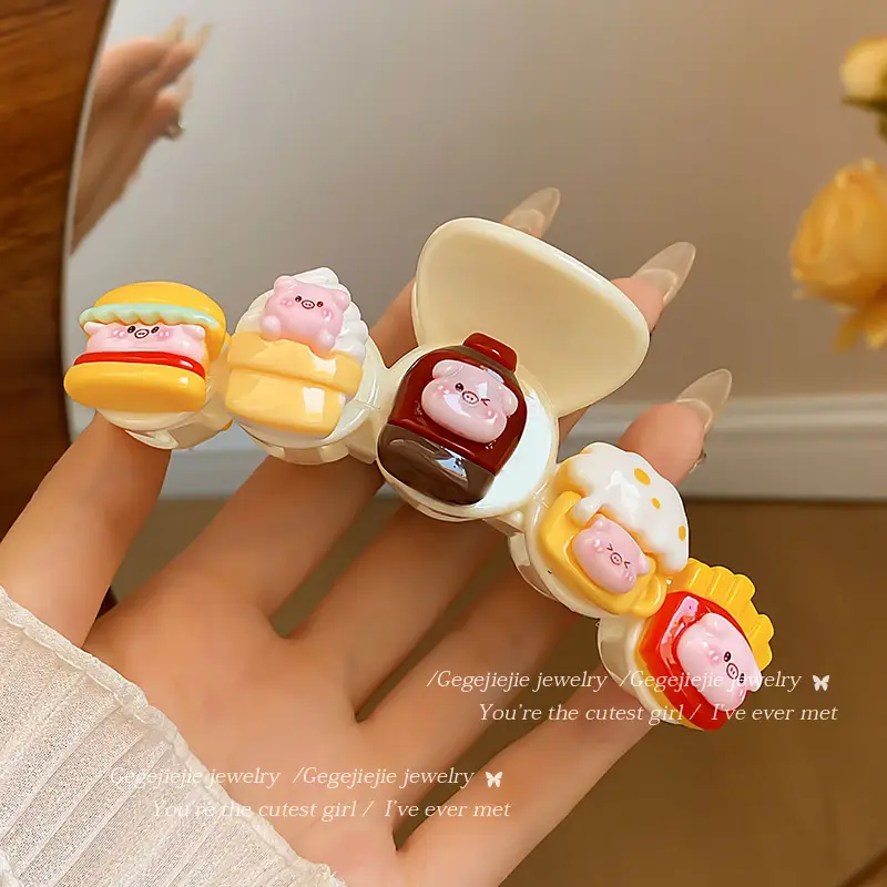 Cute Back-of-Head Hair Clip Women Purple Flower 8cm - Image 62