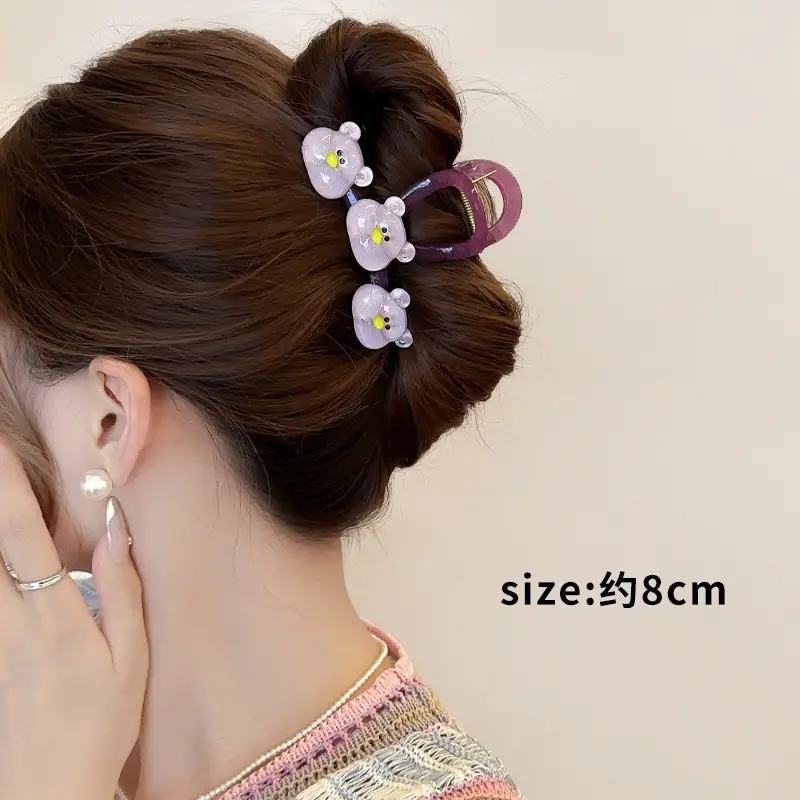Cute Back-of-Head Hair Clip Women Purple Flower 8cm - Image 63