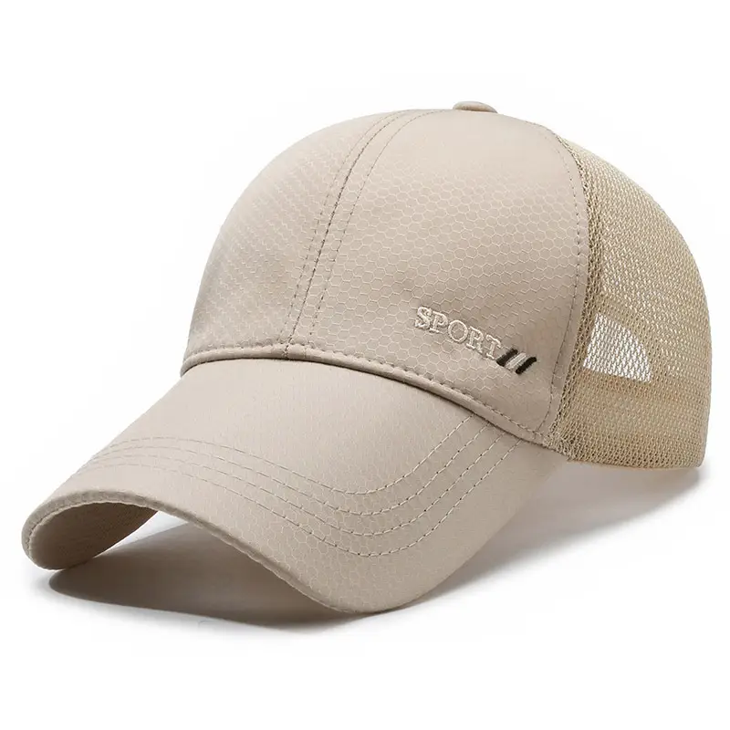 Men Black Mesh Baseball Cap Summer Sun Hat Long Brim