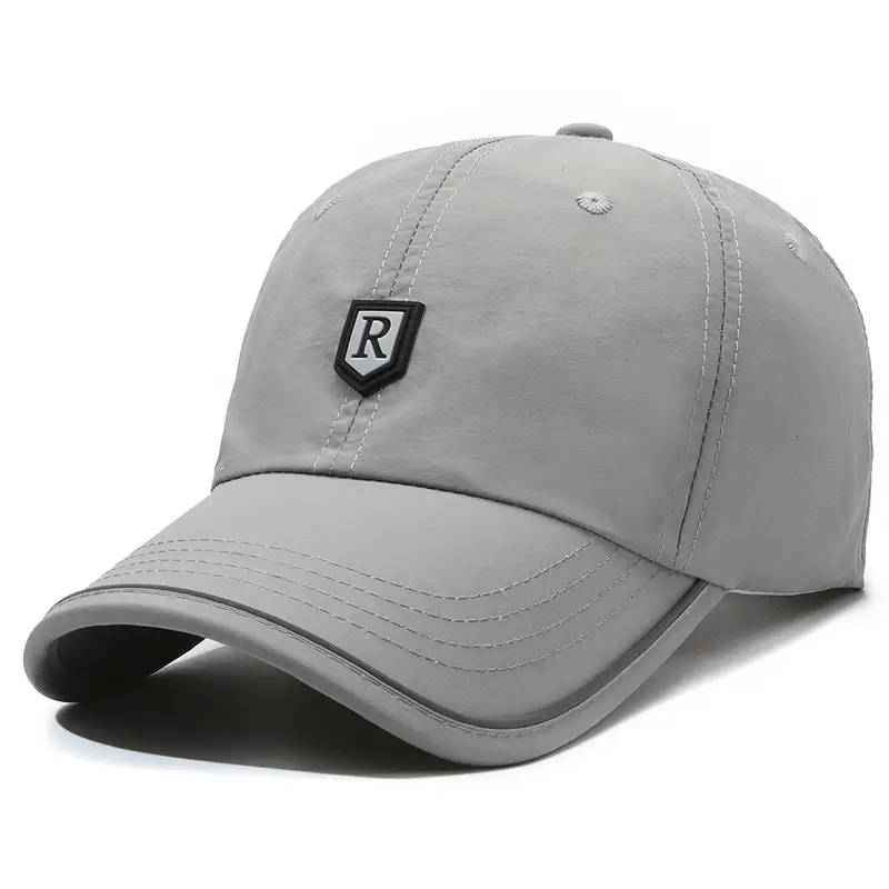 Men's R Letter Cap Grey Baseball Sunscreen - Image 3