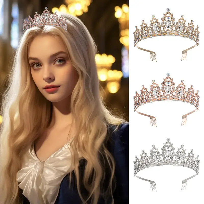 Cross Border Bridal Crown with Green Rhinestones - Image 15