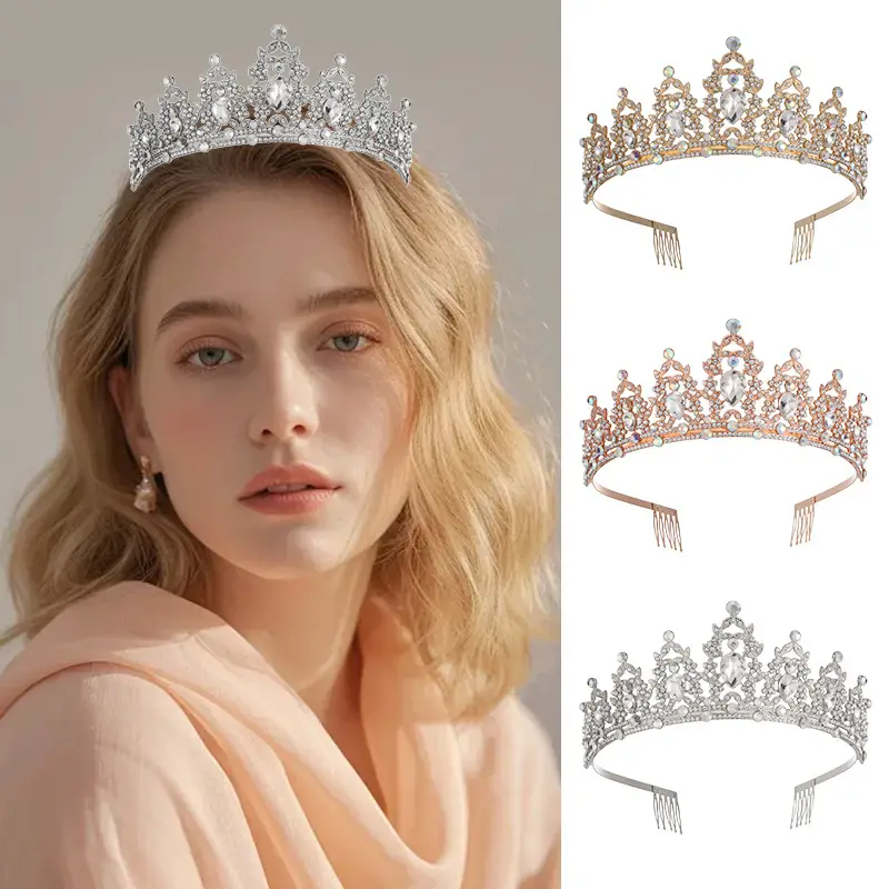 Cross Border Bridal Crown with Green Rhinestones - Image 16