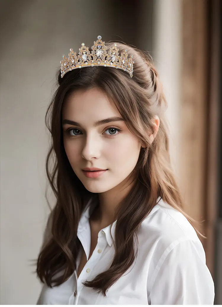 Cross Border Bridal Crown with Green Rhinestones — feature 1