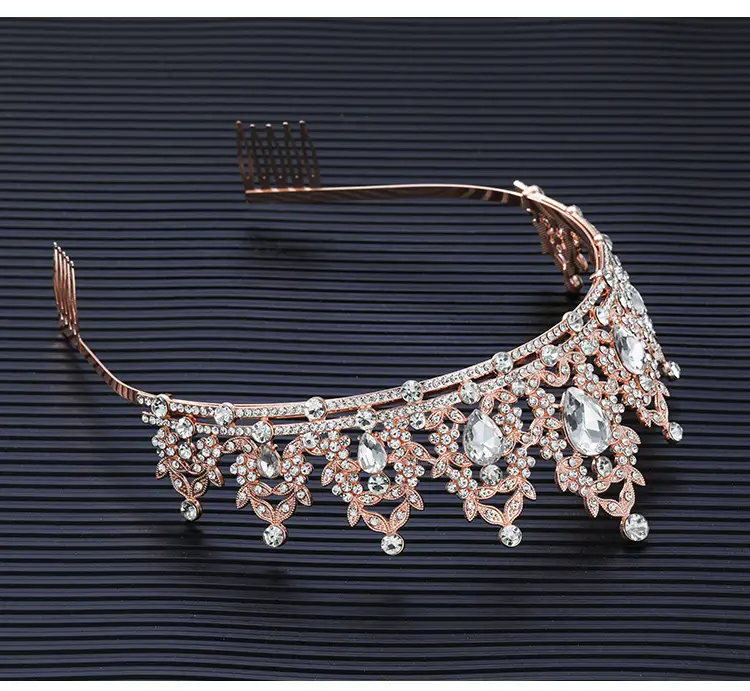 Cross Border Bridal Crown with Green Rhinestones — feature 11
