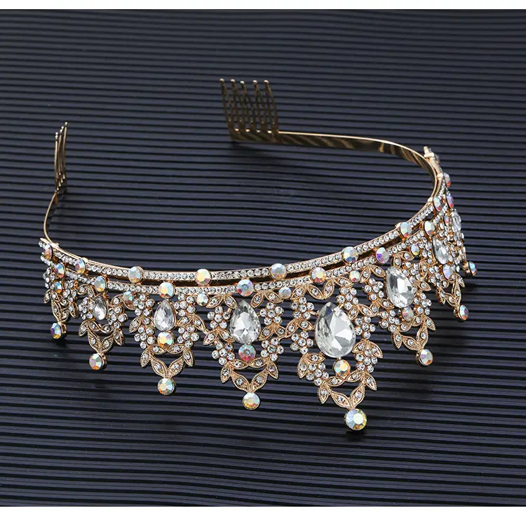 Cross Border Bridal Crown with Green Rhinestones — feature 13