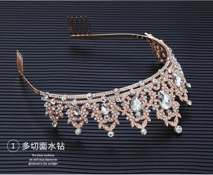 Cross Border Bridal Crown with Green Rhinestones — feature 2