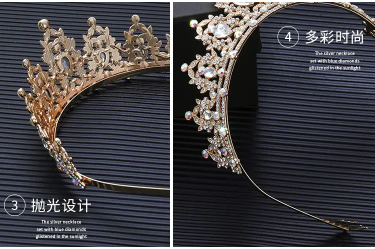 Cross Border Bridal Crown with Green Rhinestones — feature 4