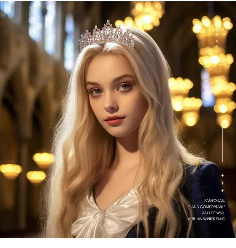 Cross Border Bridal Crown with Green Rhinestones — feature 5