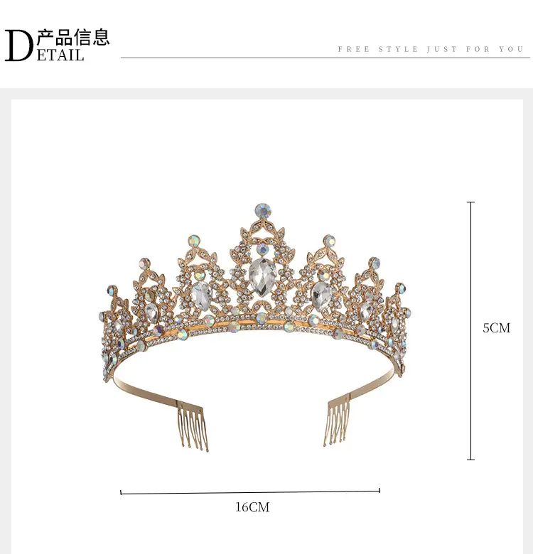 Cross Border Bridal Crown with Green Rhinestones — feature 9