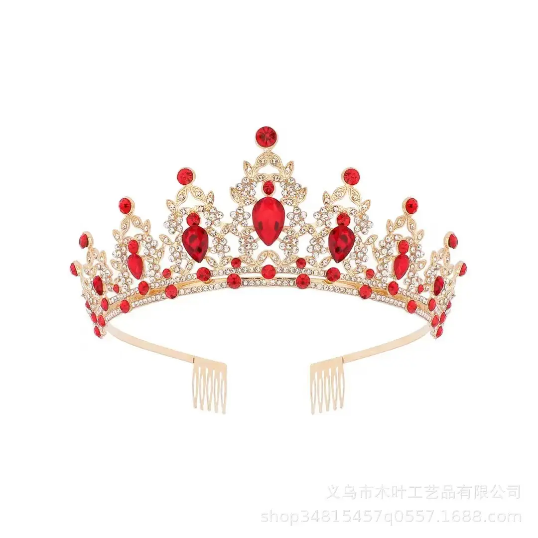 Cross Border Bridal Crown with Green Rhinestones - Image 4