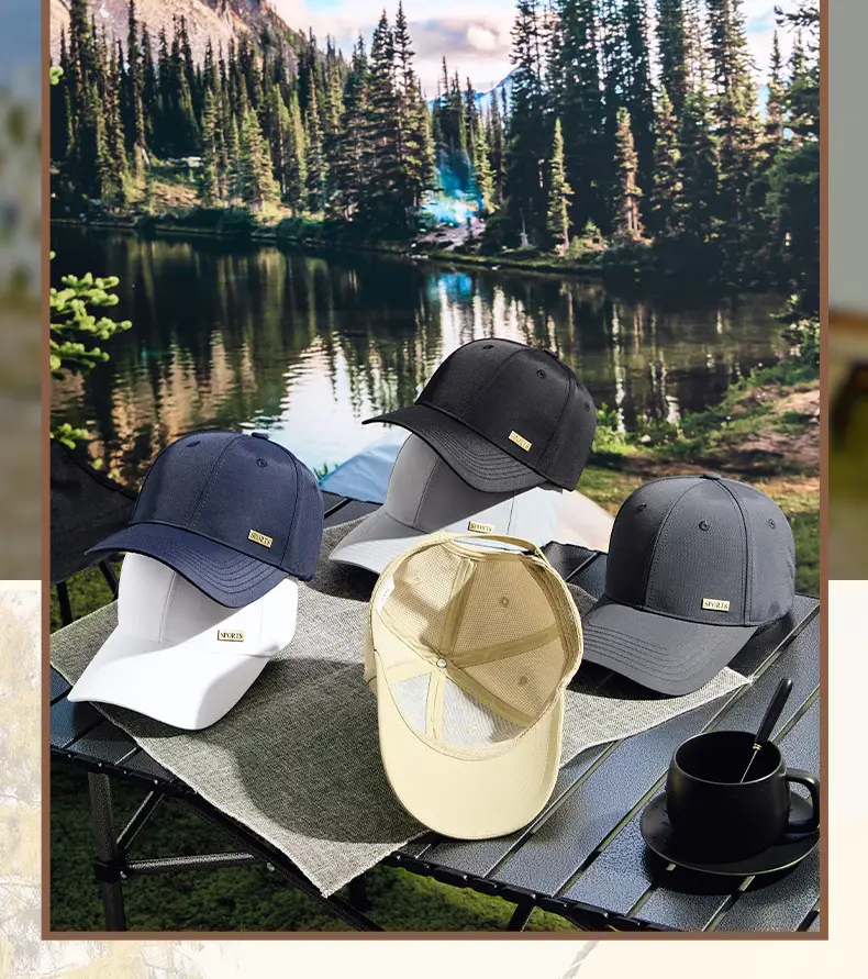 2025 White Baseball Cap with Metal Label & Water Repellent — feature 13