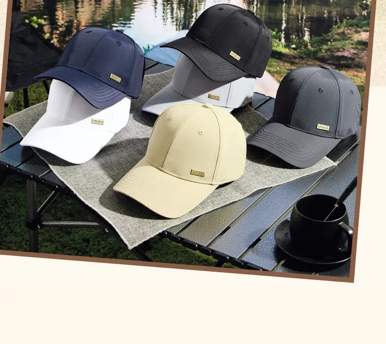 2025 White Baseball Cap with Metal Label & Water Repellent — feature 21