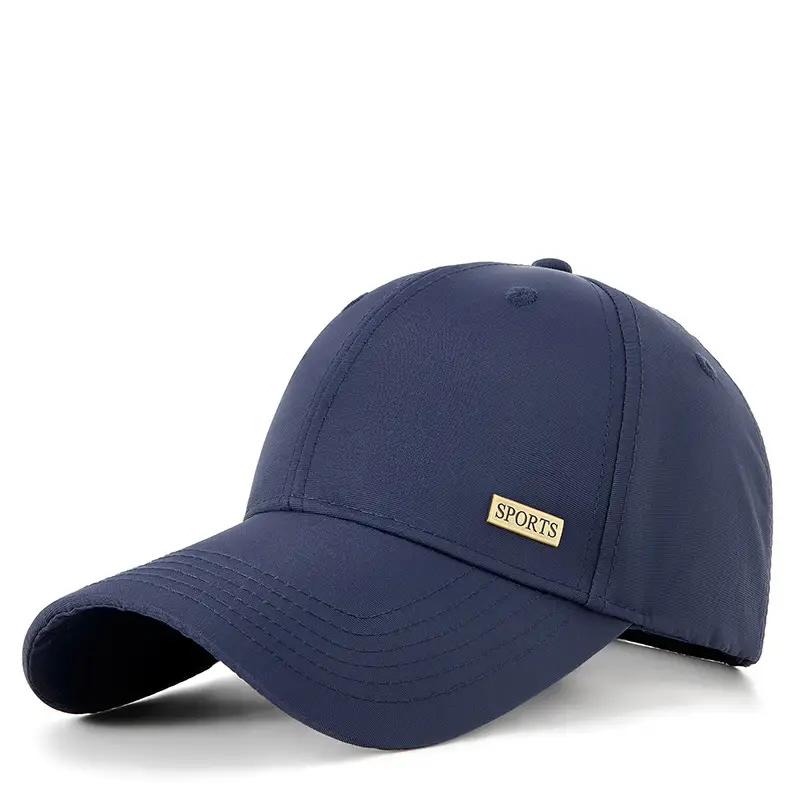 2025 White Baseball Cap with Metal Label & Water Repellent - Image 2