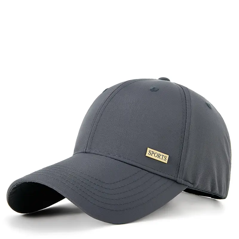 2025 White Baseball Cap with Metal Label & Water Repellent - Image 3