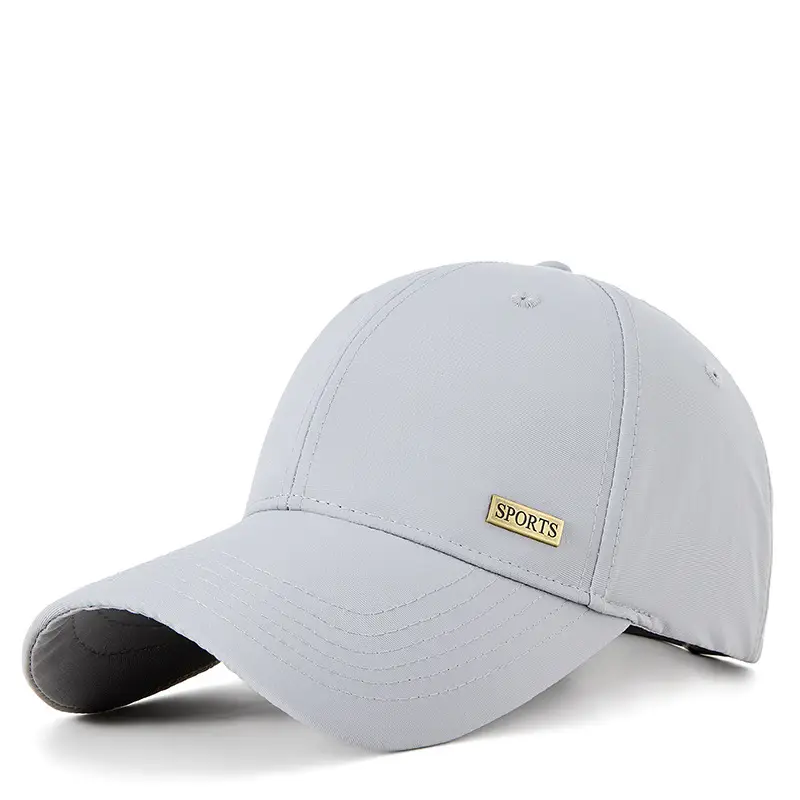 2025 White Baseball Cap with Metal Label & Water Repellent - Image 4