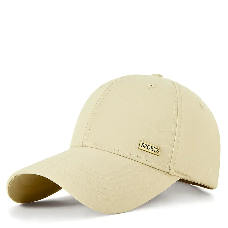 2025 White Baseball Cap with Metal Label & Water Repellent - Image 5