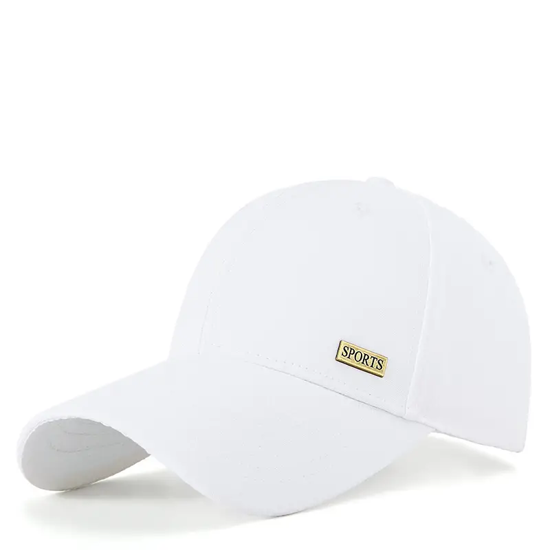 2025 White Baseball Cap with Metal Label & Water Repellent - Image 6
