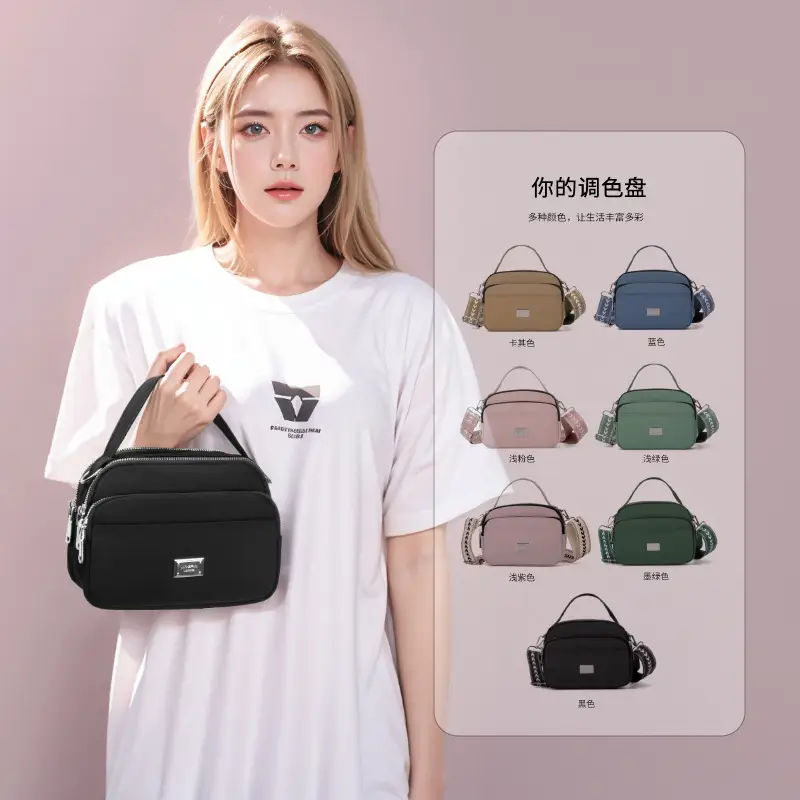 Blue Nylon Shoulder Crossbody Bag for Women - Image 9