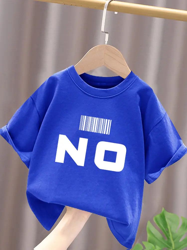 Blue Cotton Kids T-Shirt No Print Mid Big Summer Top - Image 8