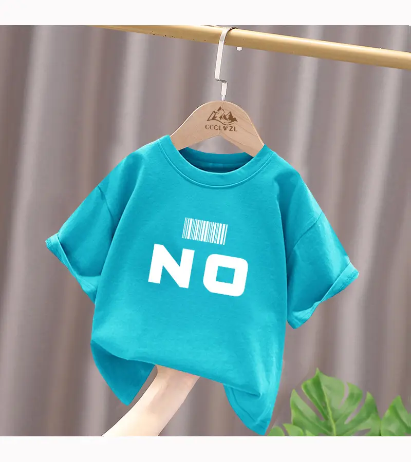 Blue Cotton Kids T-Shirt No Print Mid Big Summer Top — feature 17