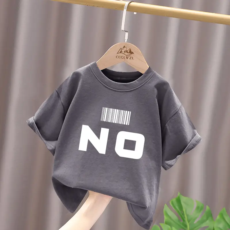 Blue Cotton Kids T-Shirt No Print Mid Big Summer Top - Image 4