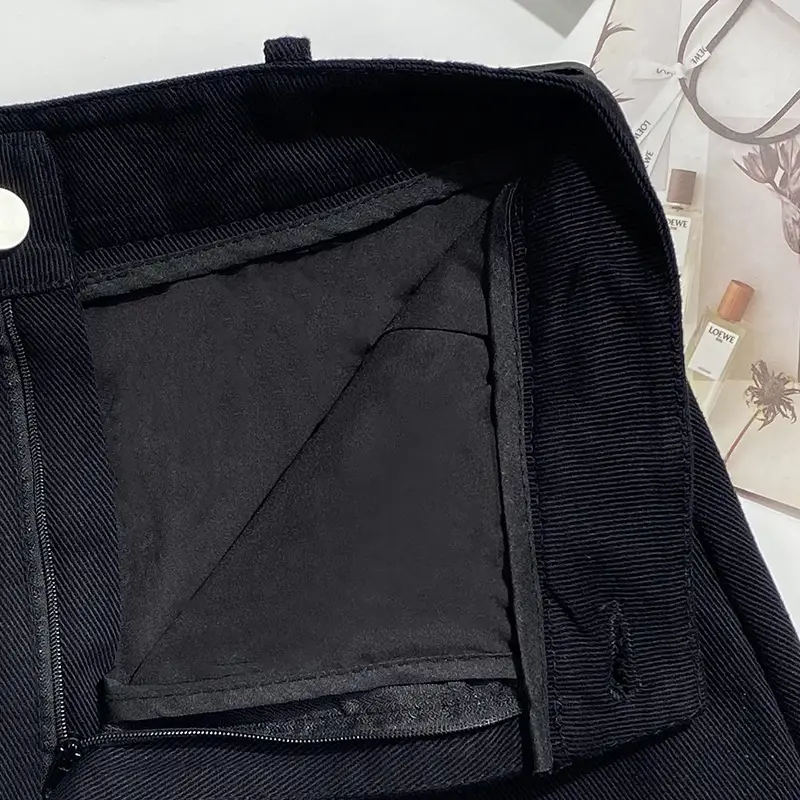 Gray A-Line Denim Skirt with Belt for Women — feature 8