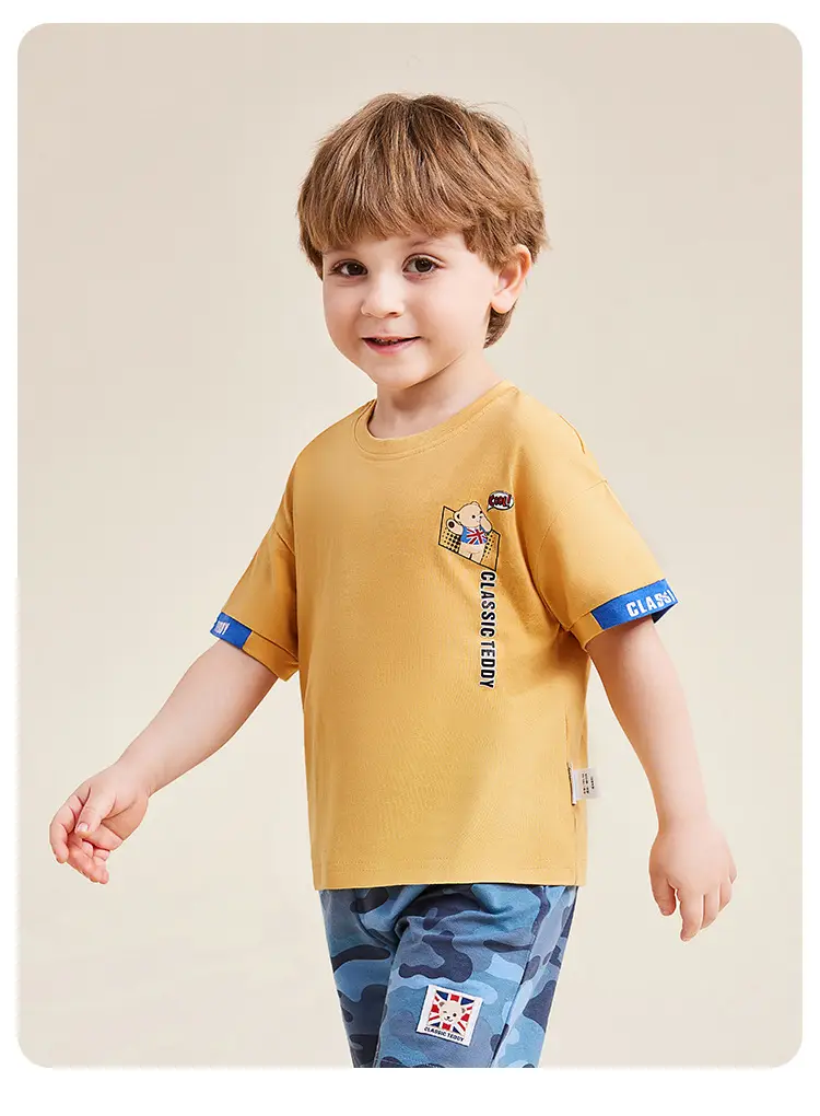 Pink Printed Teddy T-Shirt for Boys Summer Wear — feature 11