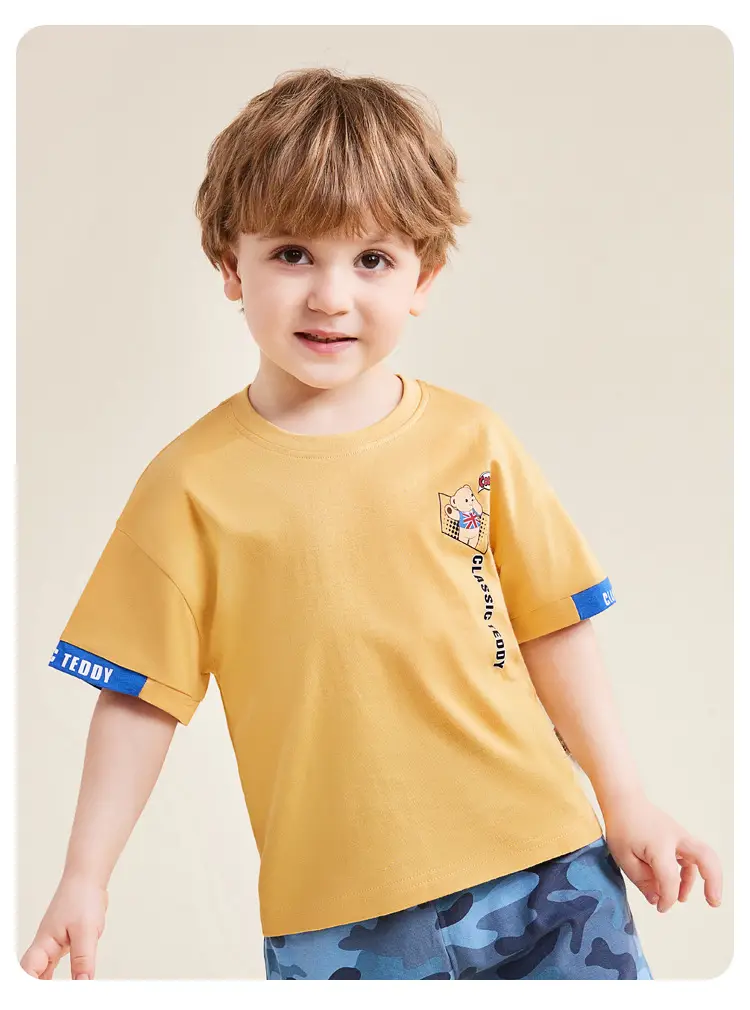 Pink Printed Teddy T-Shirt for Boys Summer Wear — feature 12